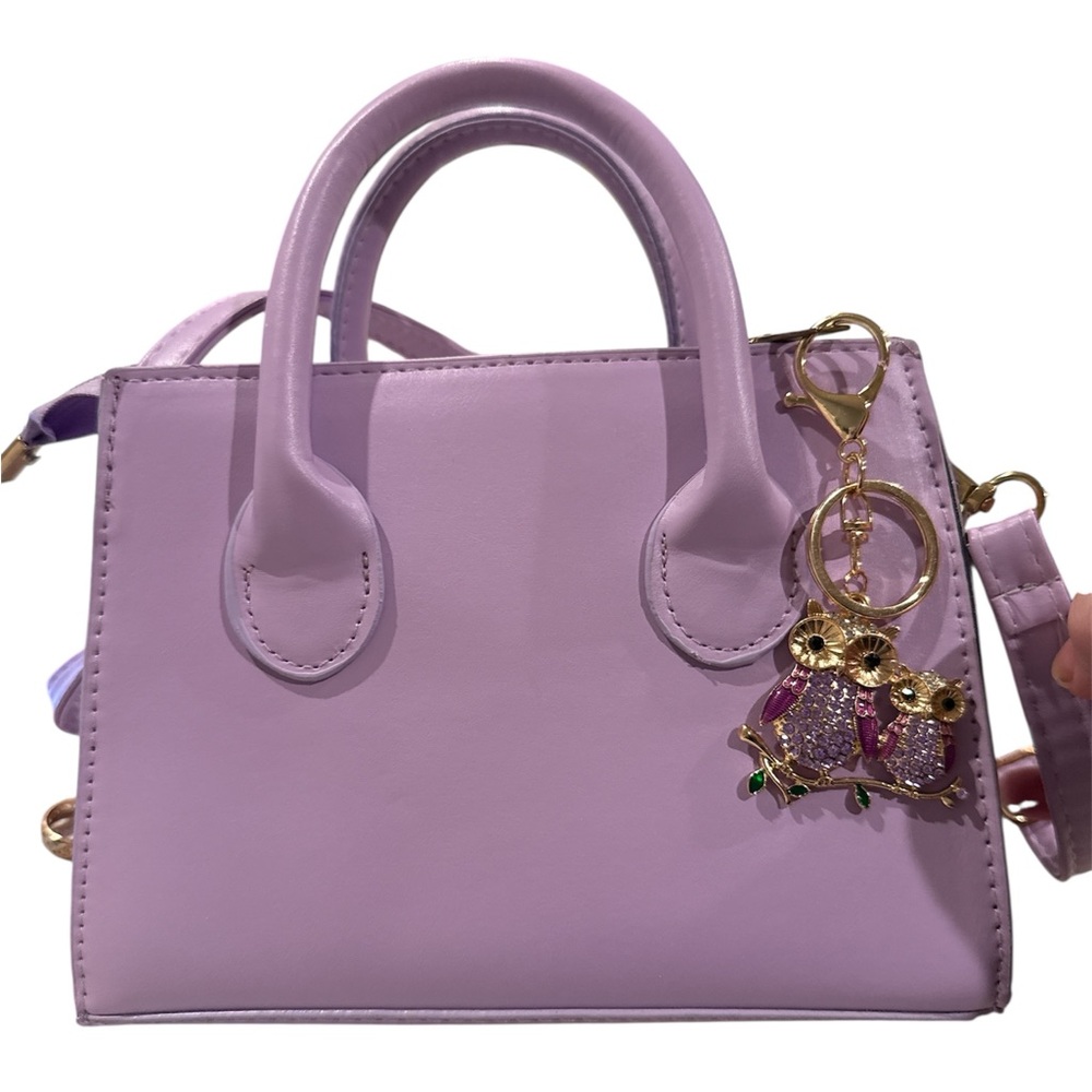 Lavender Women's Top-Handle Satchel Handbag - Unbranded w/owl charm - Picture 1 of 4